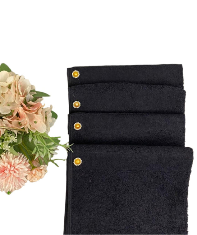 Tech Towel K.Care  Black - With Strass Button Gold (5 Units)