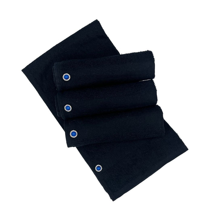 Tech Towel K.Care  Black - With Strass Button Blue (10 units)