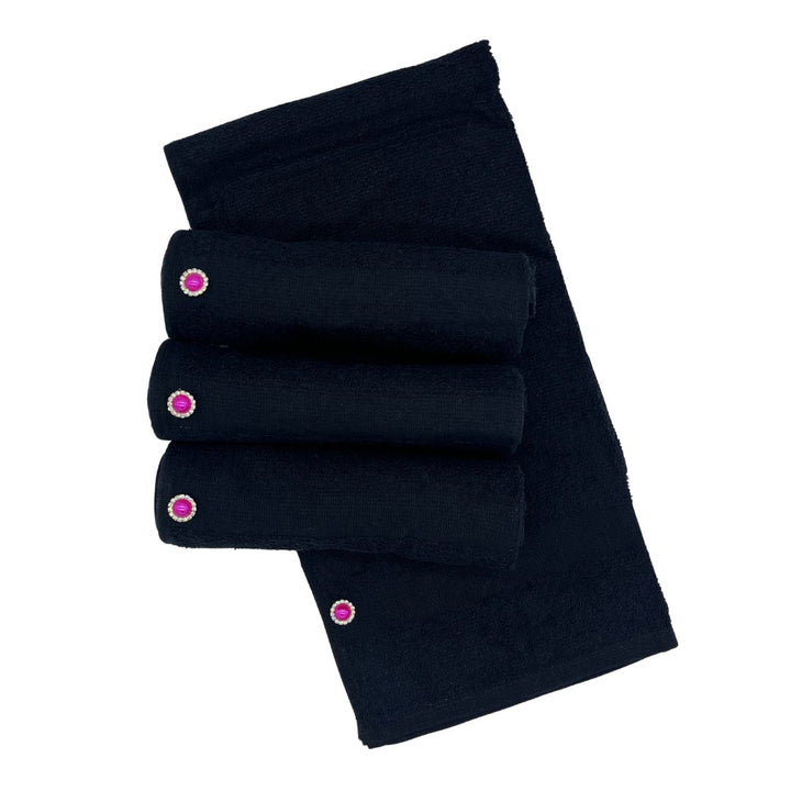 Tech Towel K.Care  Black - With Strass Button Pink (10 units)