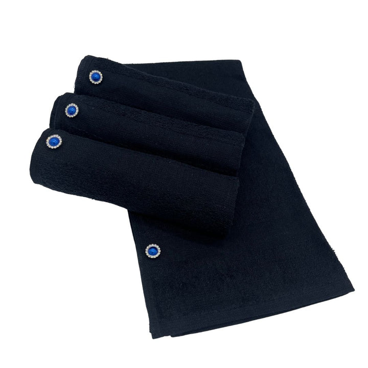 Tech Towel K.Care  Black - With Strass Button Blue (10 units)