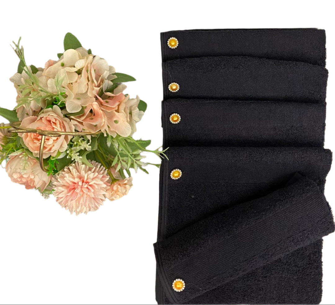 Tech Towel K.Care  Black - With Strass Button Gold (5 Units)