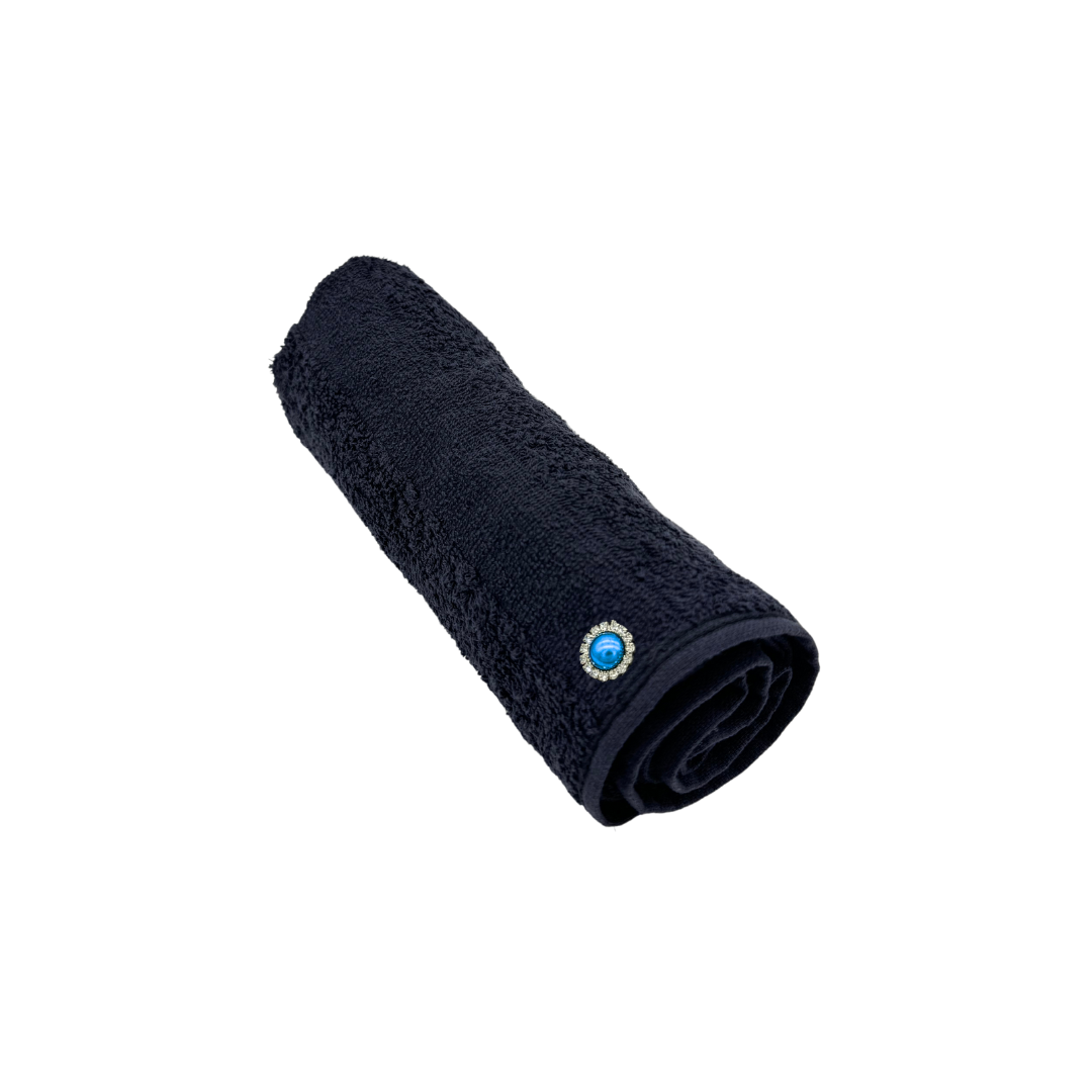 Tech Towel K.Care  Black - With Strass Button Blue (10 units)