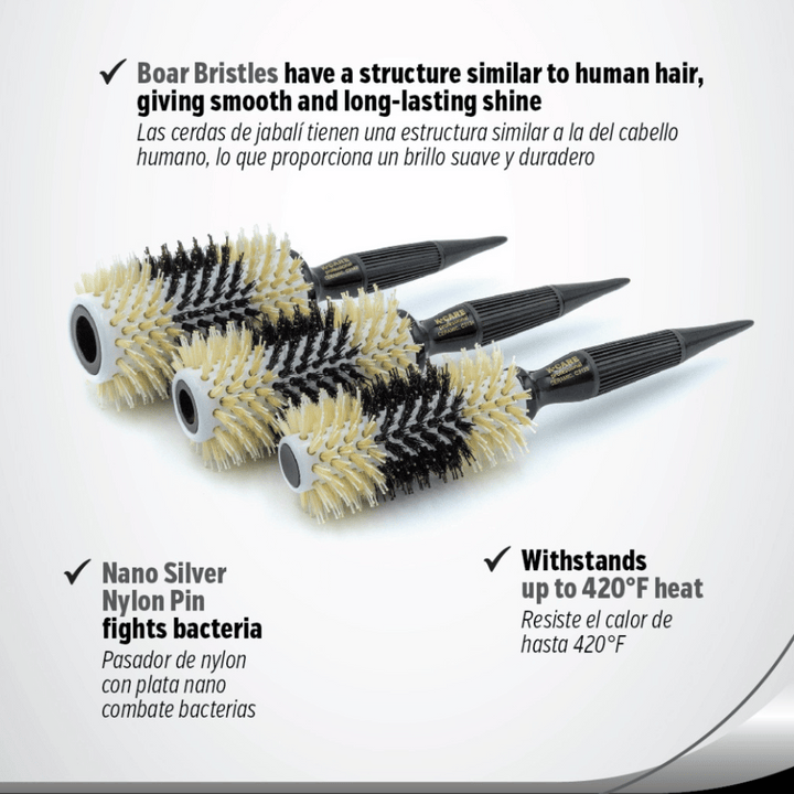 B&W Boar Bristles Ceramic Professional Hair Brush Set