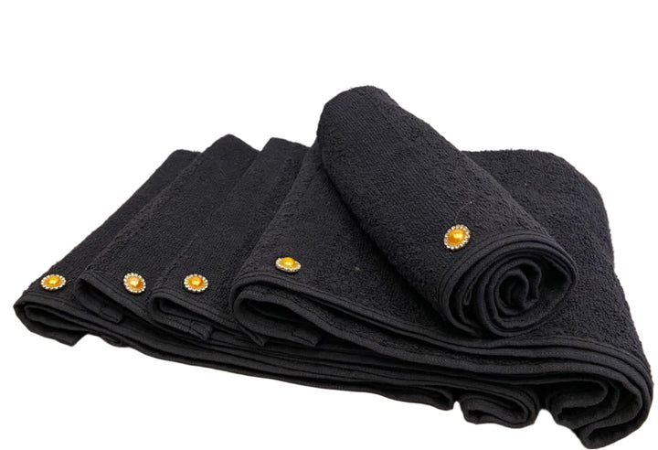 Tech Towel K.Care  Black - With Strass Button Gold (5 Units)