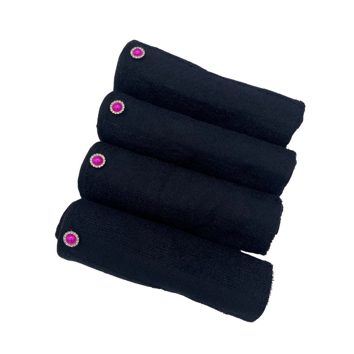 Tech Towel K.Care  Black - With Strass Button Pink (10 units)