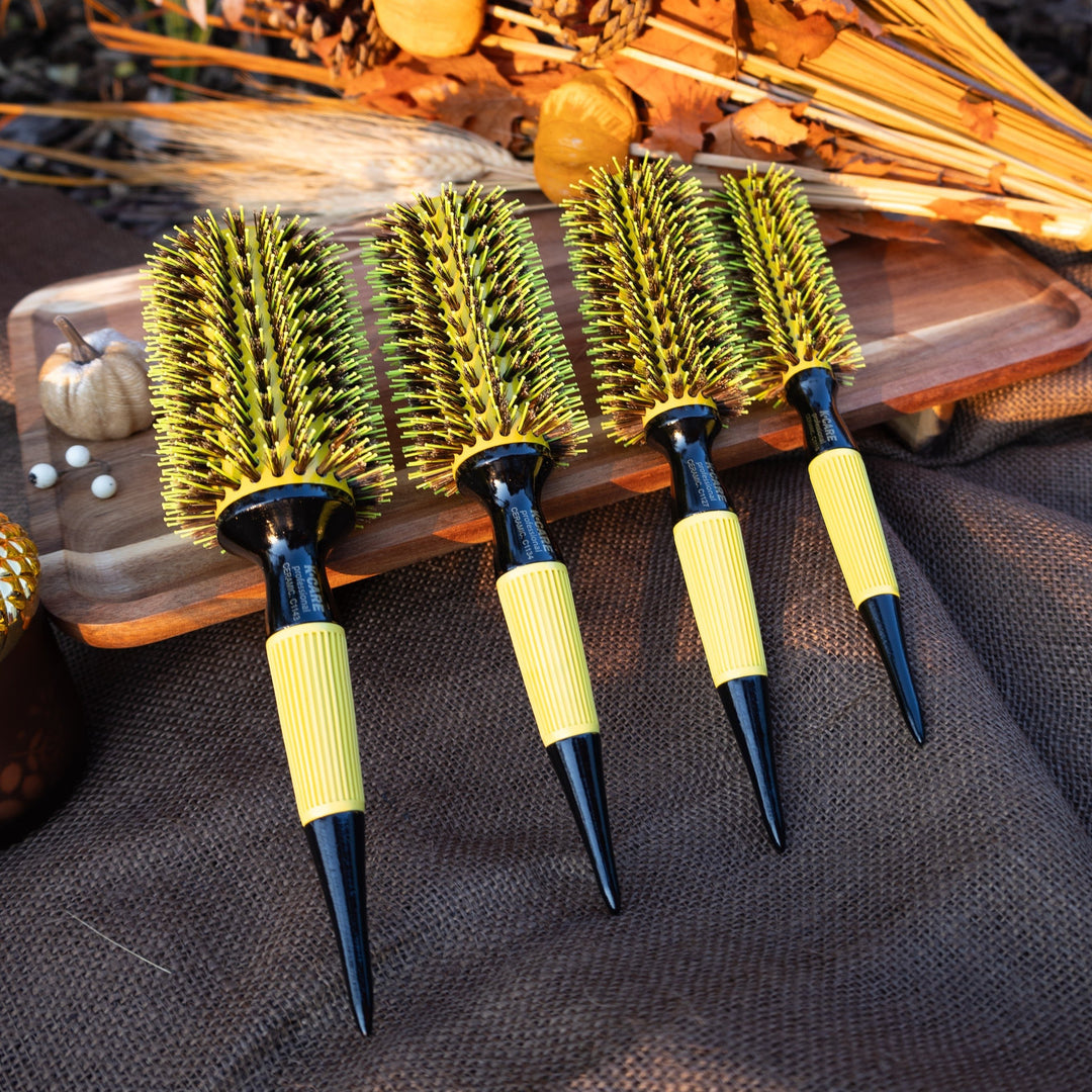 Conjunto de escova de cabelo com cerdas de nylon e tábua brasileira (4 escovas)