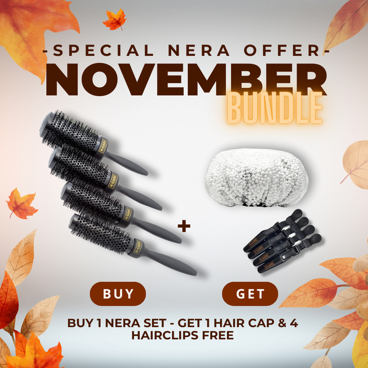 November Set Nera Hair Brush + Smooth Hair Cap + K-Care Clips (4 pieces)