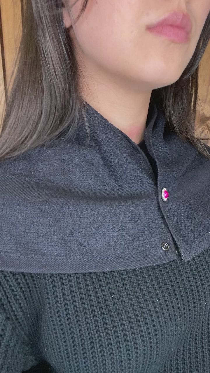 Toalha Técnica K.Care Preta - Com Botão de Strass Rosa (5 unidades)