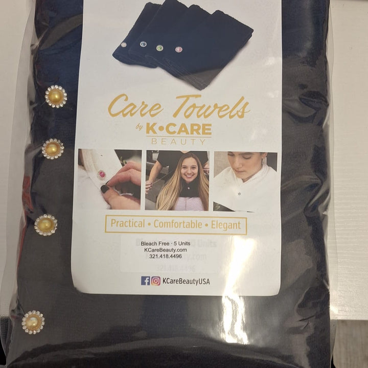 Tech Towel K.Care  Black - With Strass Button Gold (10 Units)