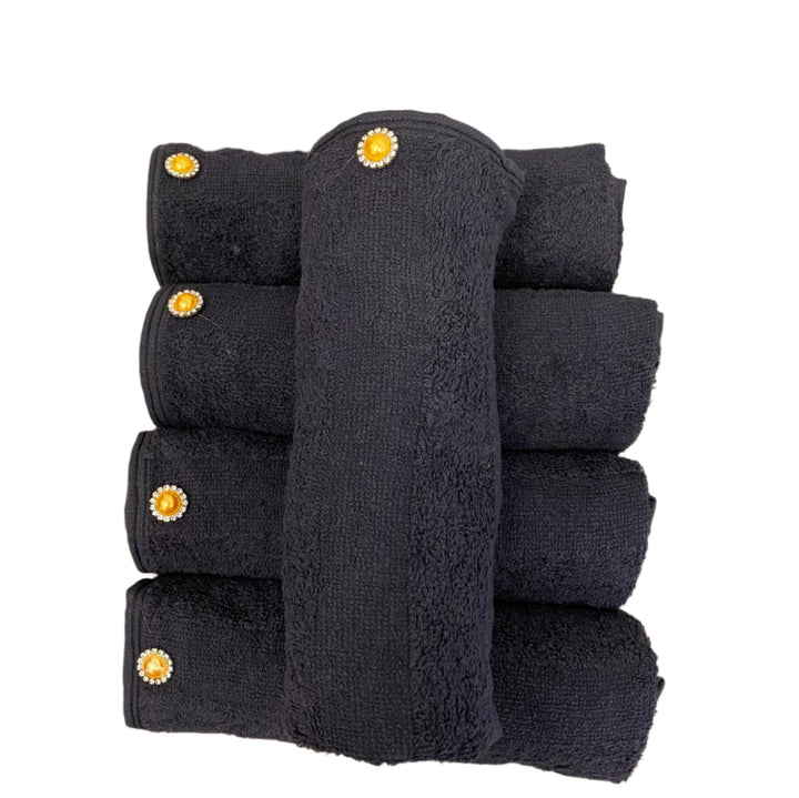 Tech Towel K.Care  Black - With Strass Button Gold (5 Units)